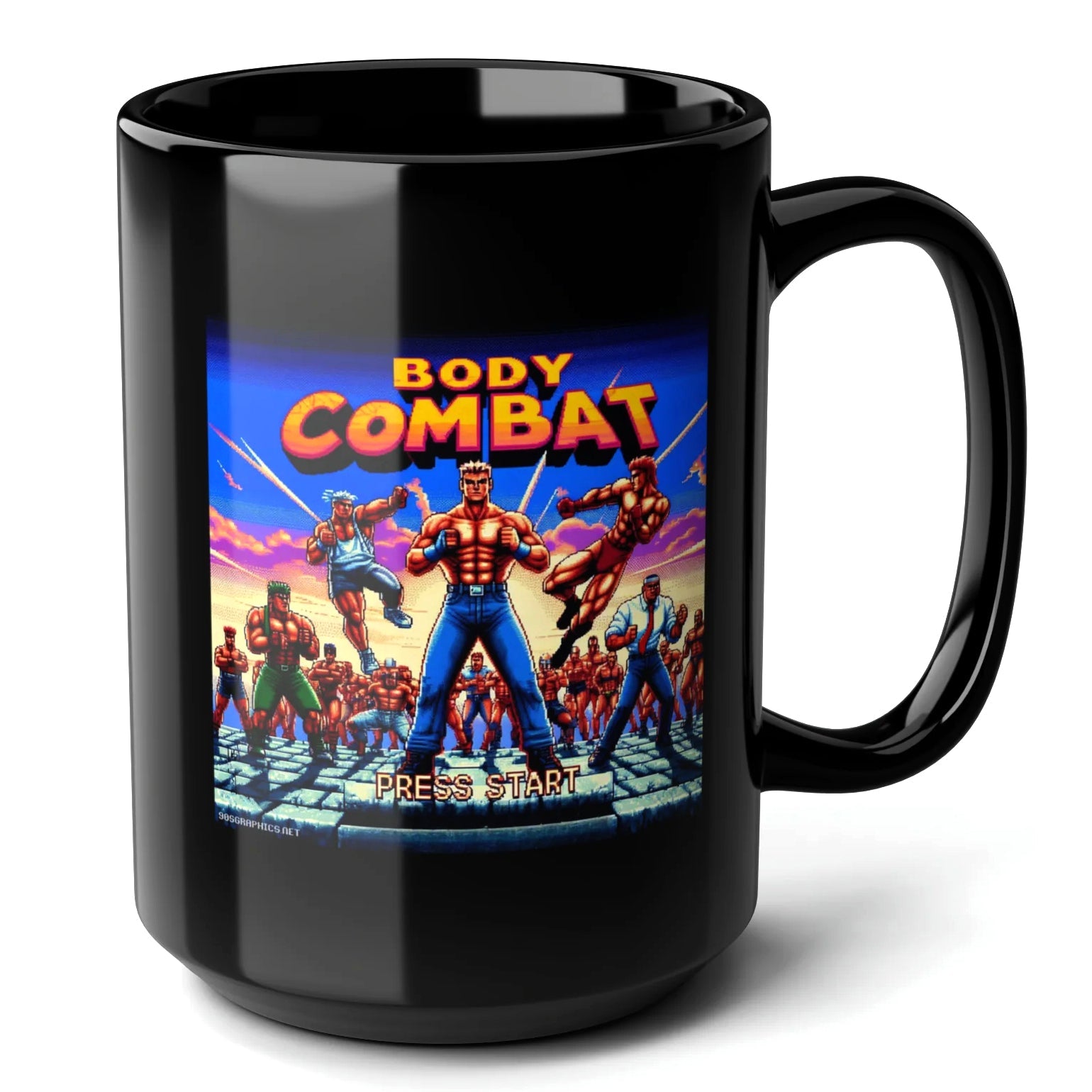 Body Combat Black Mug (15oz) - stand up arcade games-15oz-