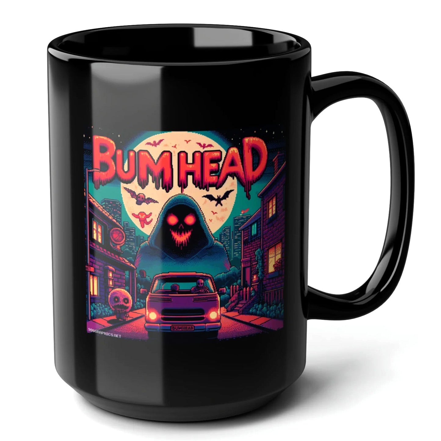 Bum Head Black Mug (15oz) - gamer gifts for men-15oz-