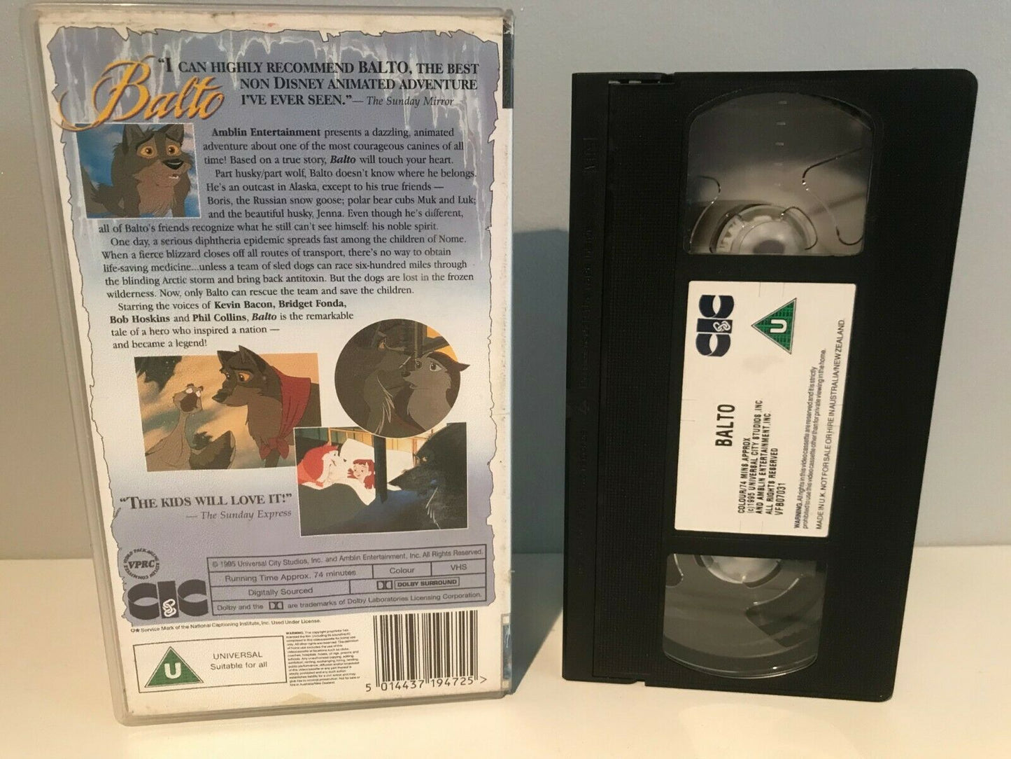 Balto (1995); [True Story] Animated Adventure - Kevin Bacon - Kids - Pal VHS-