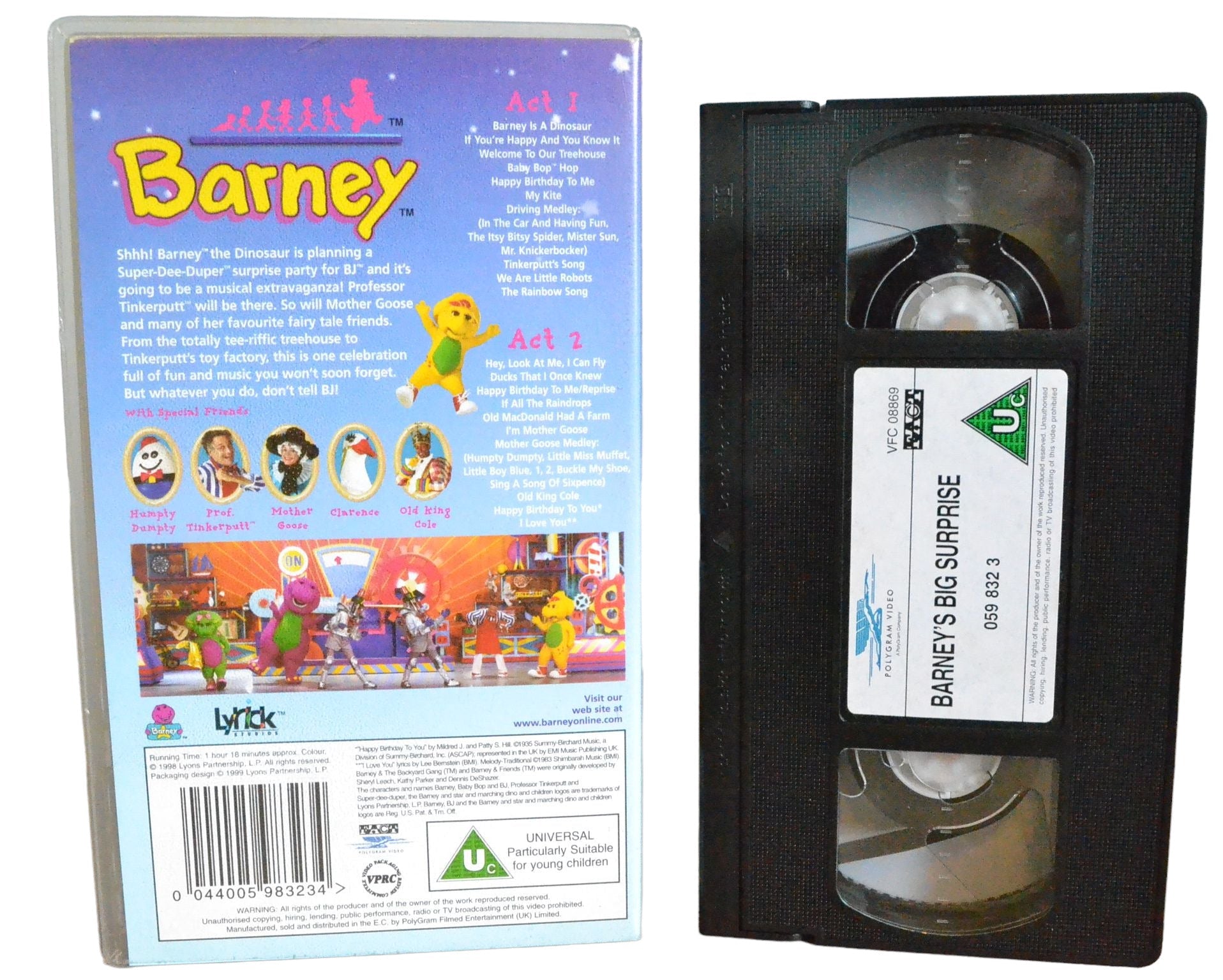 Barney's Big Surprise! - His All New Live Stage Show! - PolyGram Video - 598323 - Children - Pal - VHS-