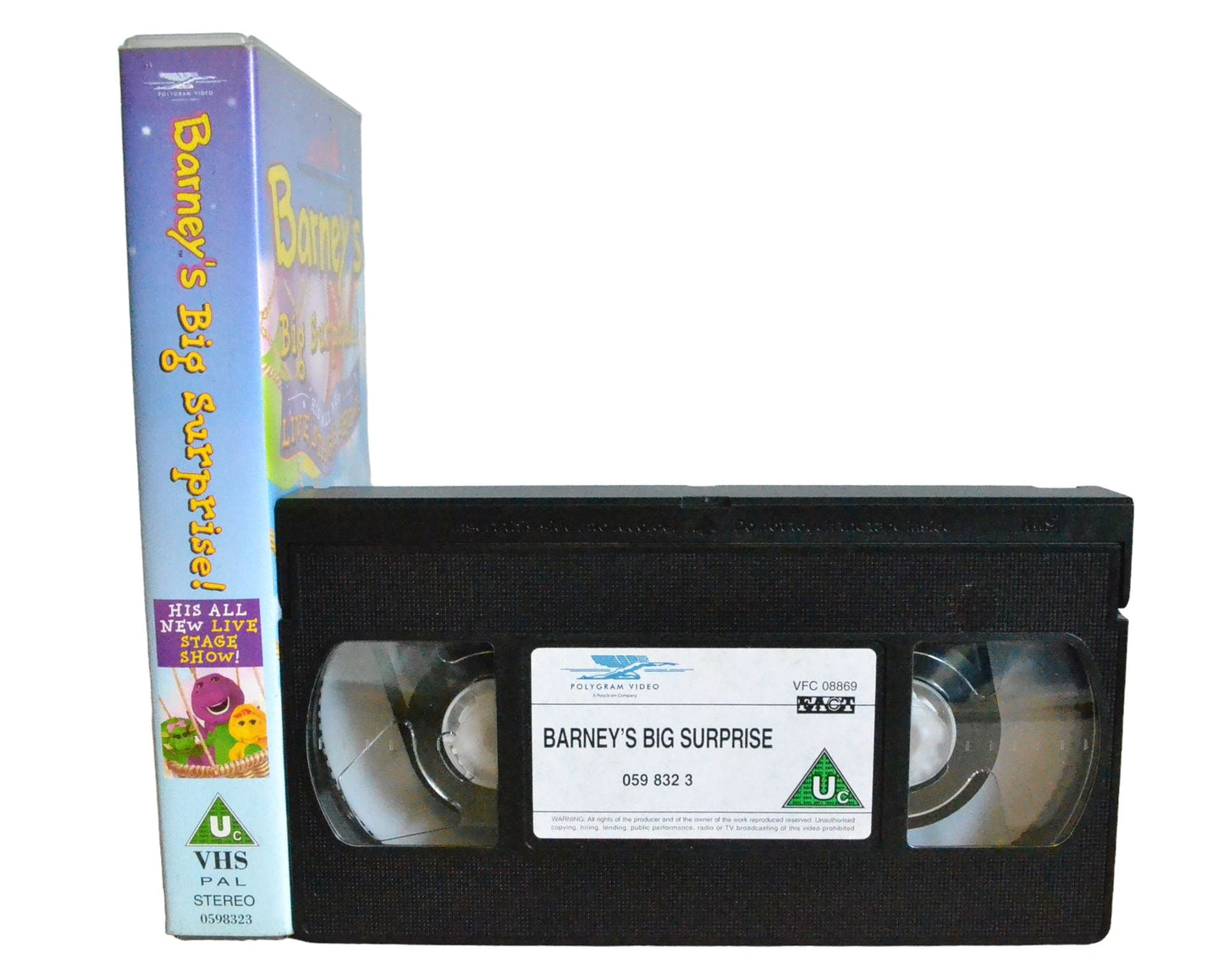 Barney's Big Surprise! - His All New Live Stage Show! - PolyGram Video - 598323 - Children - Pal - VHS-