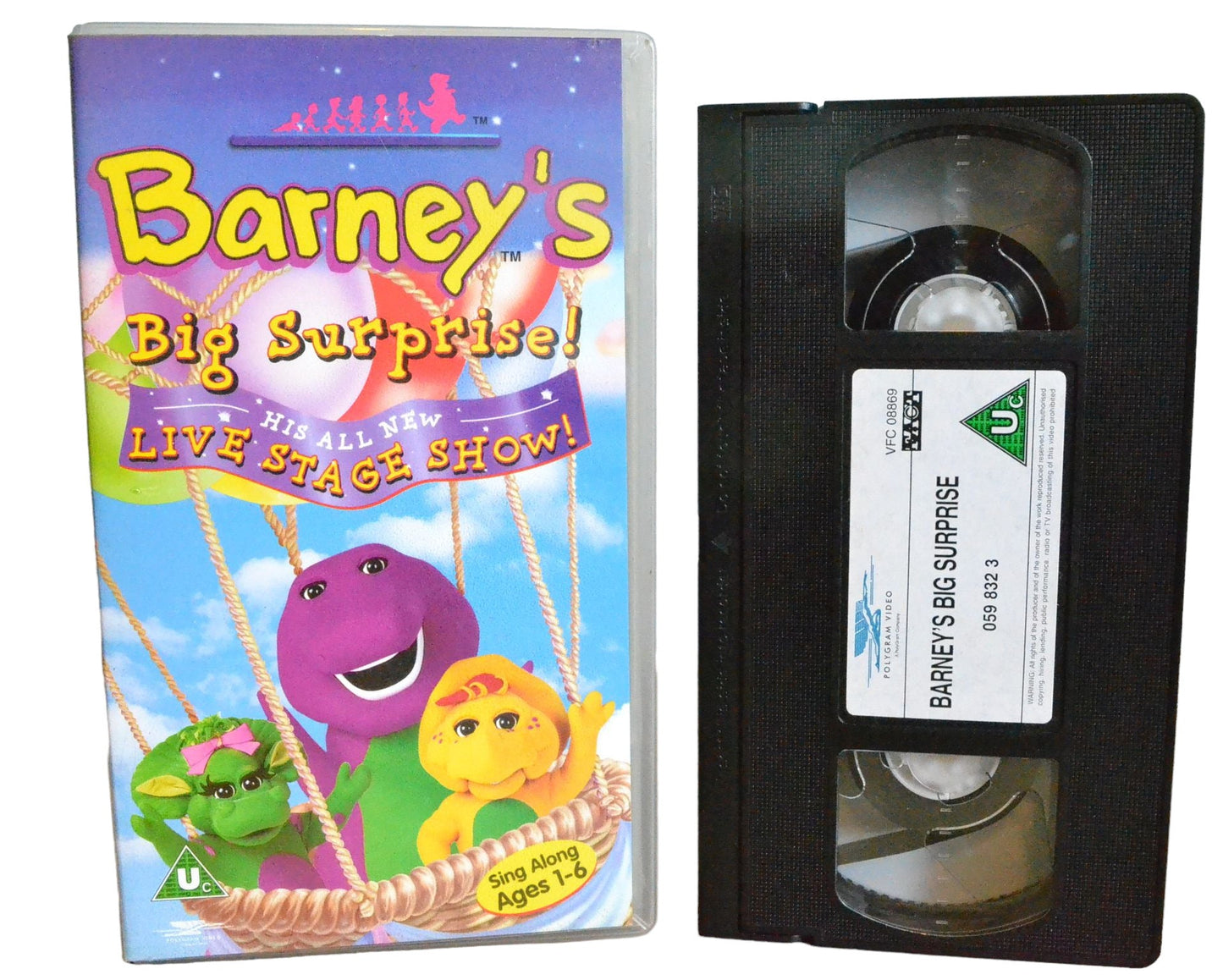 Barney's Big Surprise! - His All New Live Stage Show! - PolyGram Video - 598323 - Children - Pal - VHS-