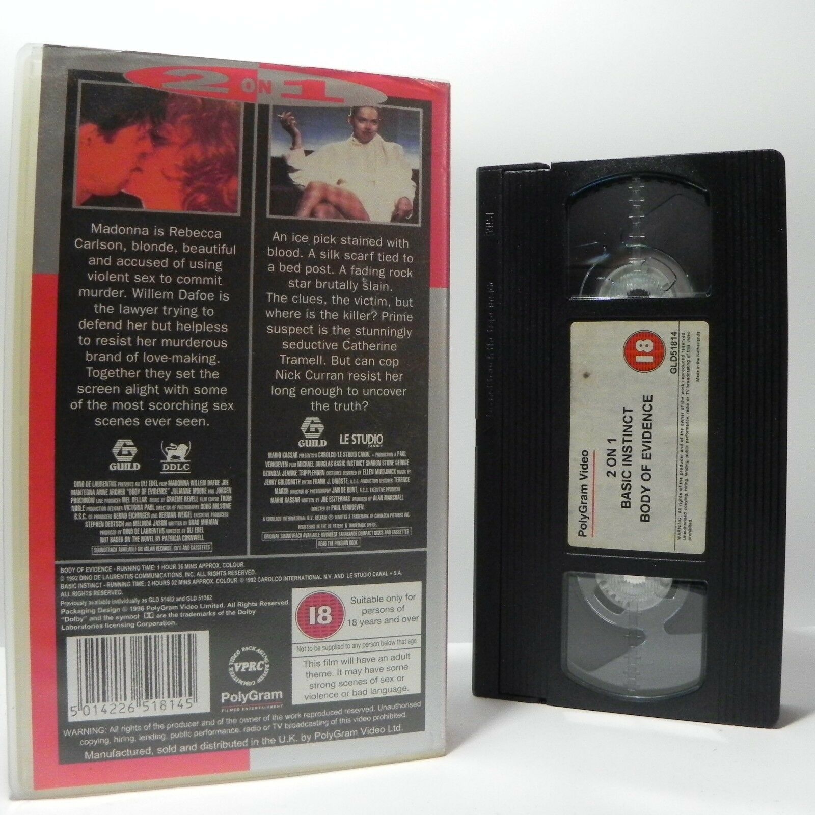 Basic Instinct/Body Of Evidence: Sharon Stone/Madonna - 2 On 1 - Pal VHS-