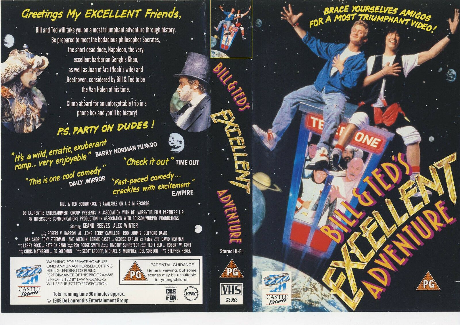 Bill & Ted's Excellent Adventure - Castle - Comedy - Large Box - Pal VHS-