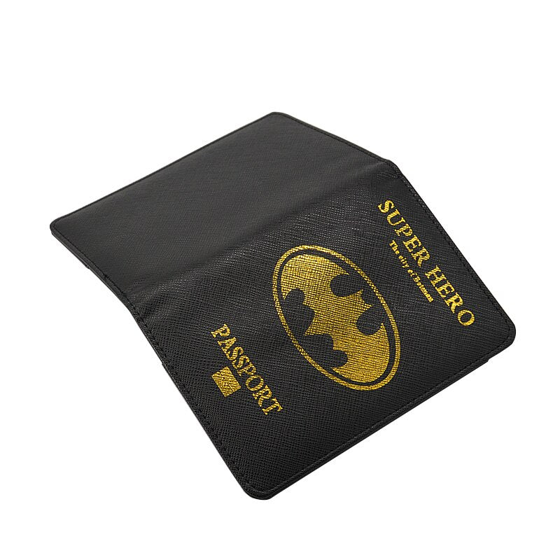 Black Passport Cover Travel Document Holder Pu Leather Case for Passports Movie Super Hero Passport Holder Men-