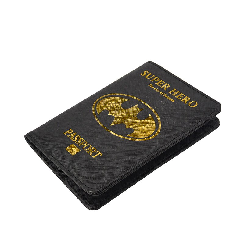 Black Passport Cover Travel Document Holder Pu Leather Case for Passports Movie Super Hero Passport Holder Men-