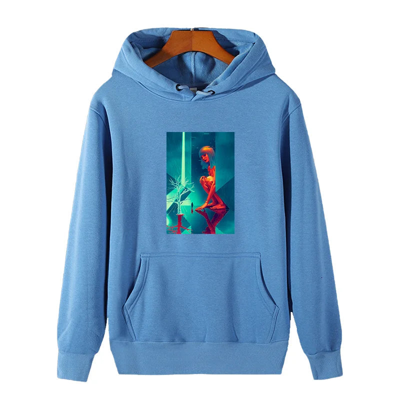 Blade Runner 2049 Hoodie - Rick Deckard & Joi Graphic - Park Hoodie for Sci-Fi Fans-blue-XXXL-