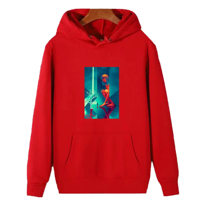 Blade Runner 2049 Hoodie - Rick Deckard & Joi Graphic - Park Hoodie for Sci-Fi Fans-red-XXXL-