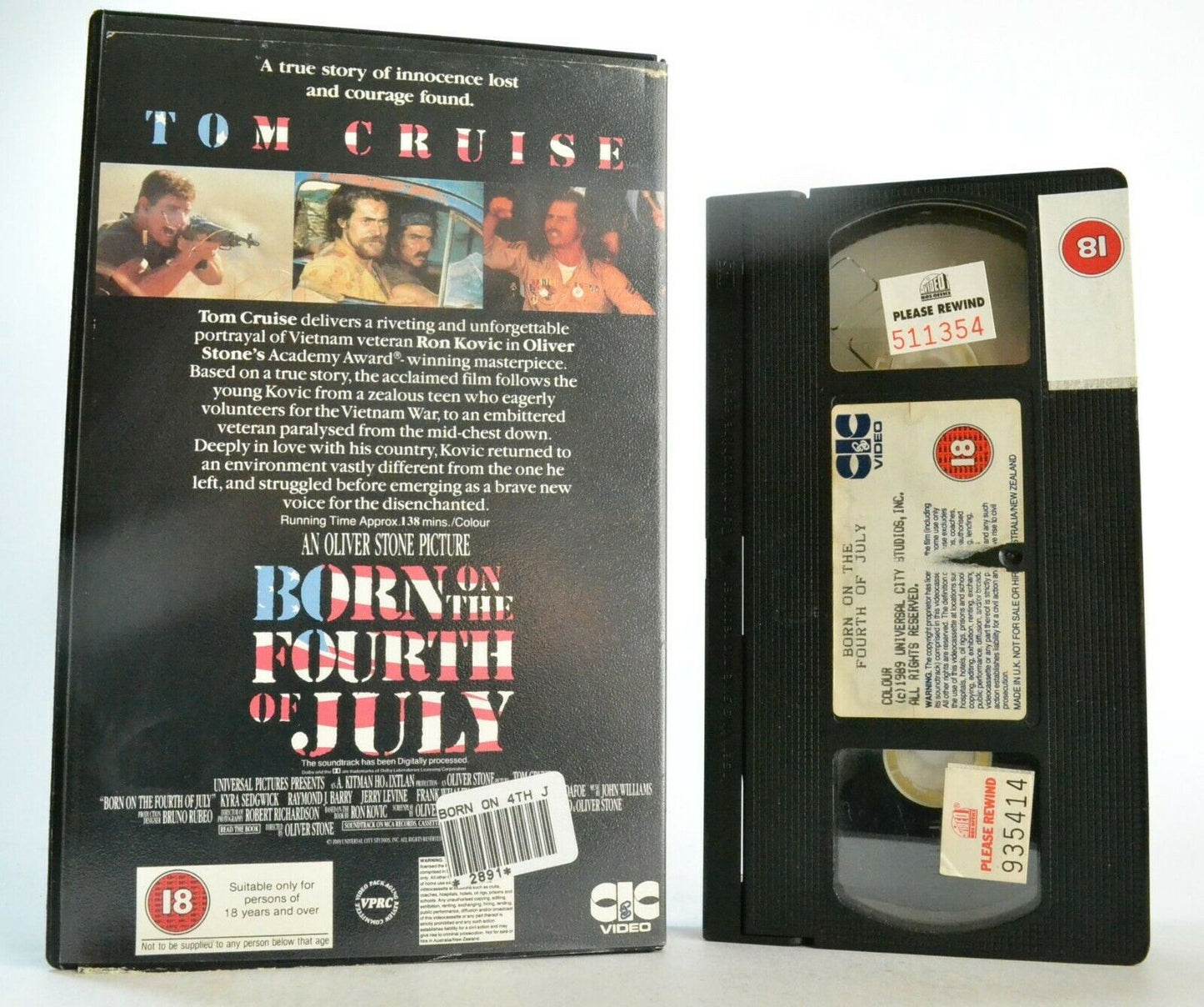 Born On The Fourth Of July: (1989) War Drama - Large Box - Tom Cruise - Pal VHS-