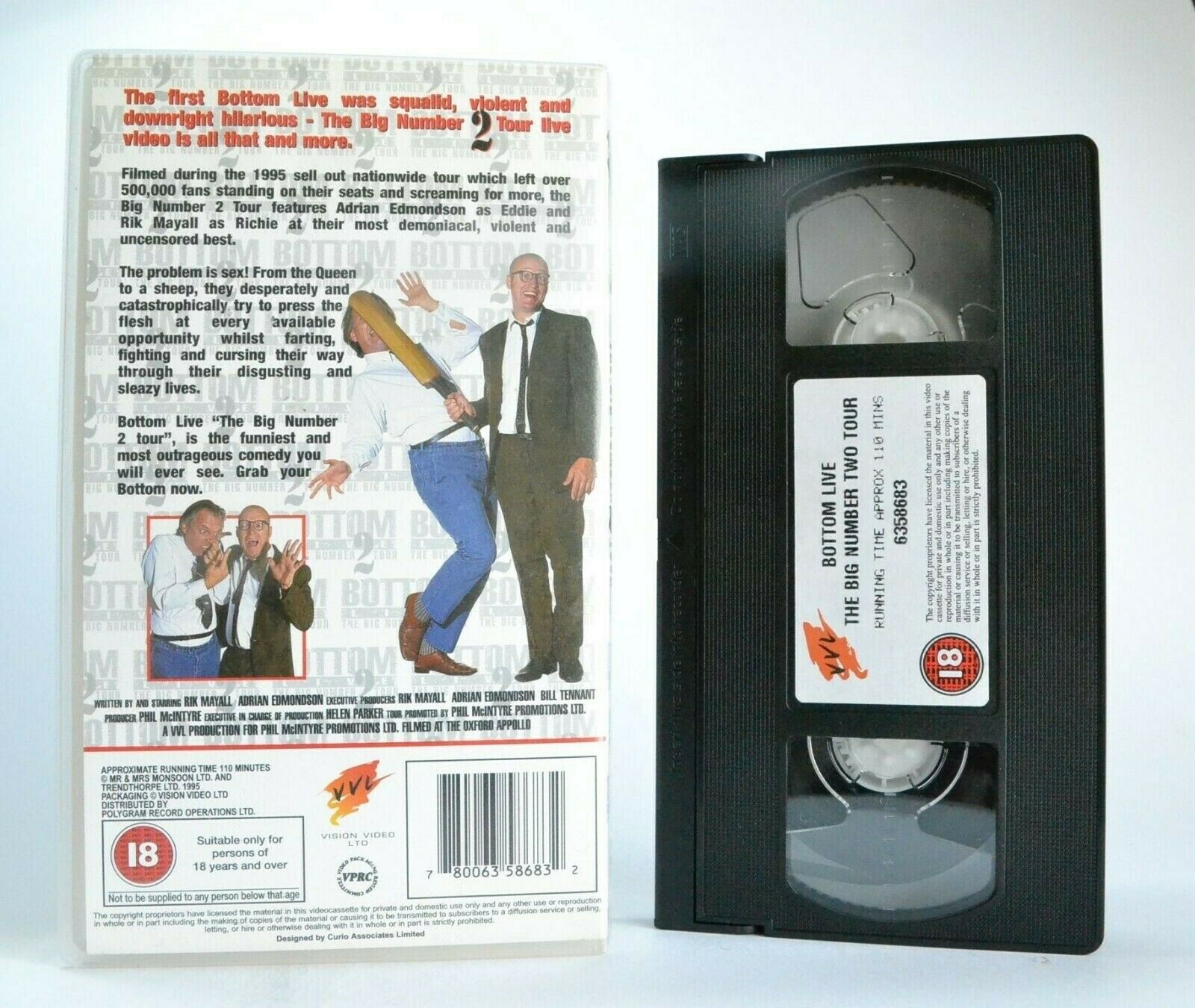 Bottom Live: The Big Number 2 Tour - Comedy - Rik Mayall/Adrian Edmondson - VHS-