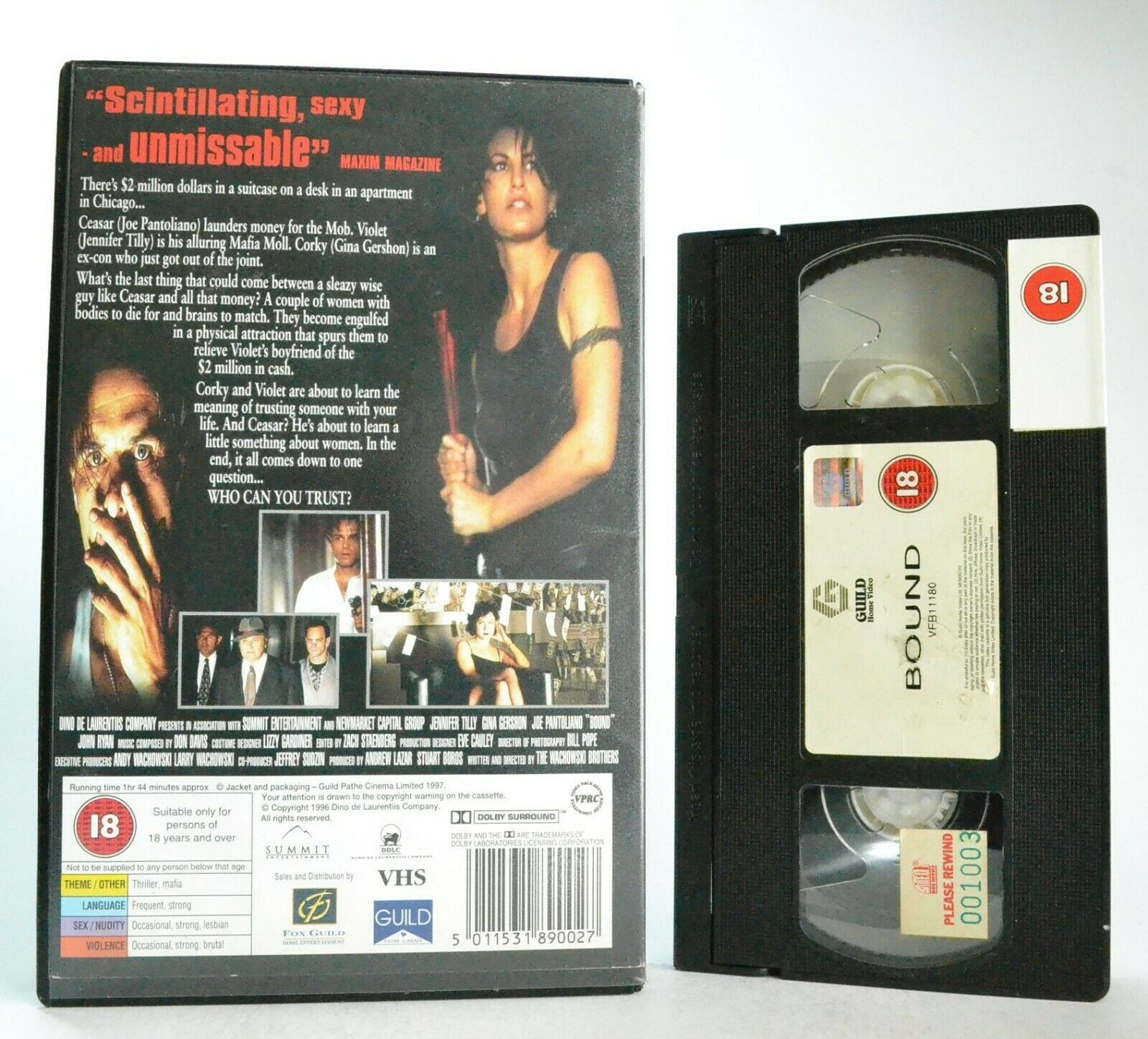 Bound; [Wachowski Brothers Debut]: Neo Noir Thriller - Large Box <Uncut> - VHS-