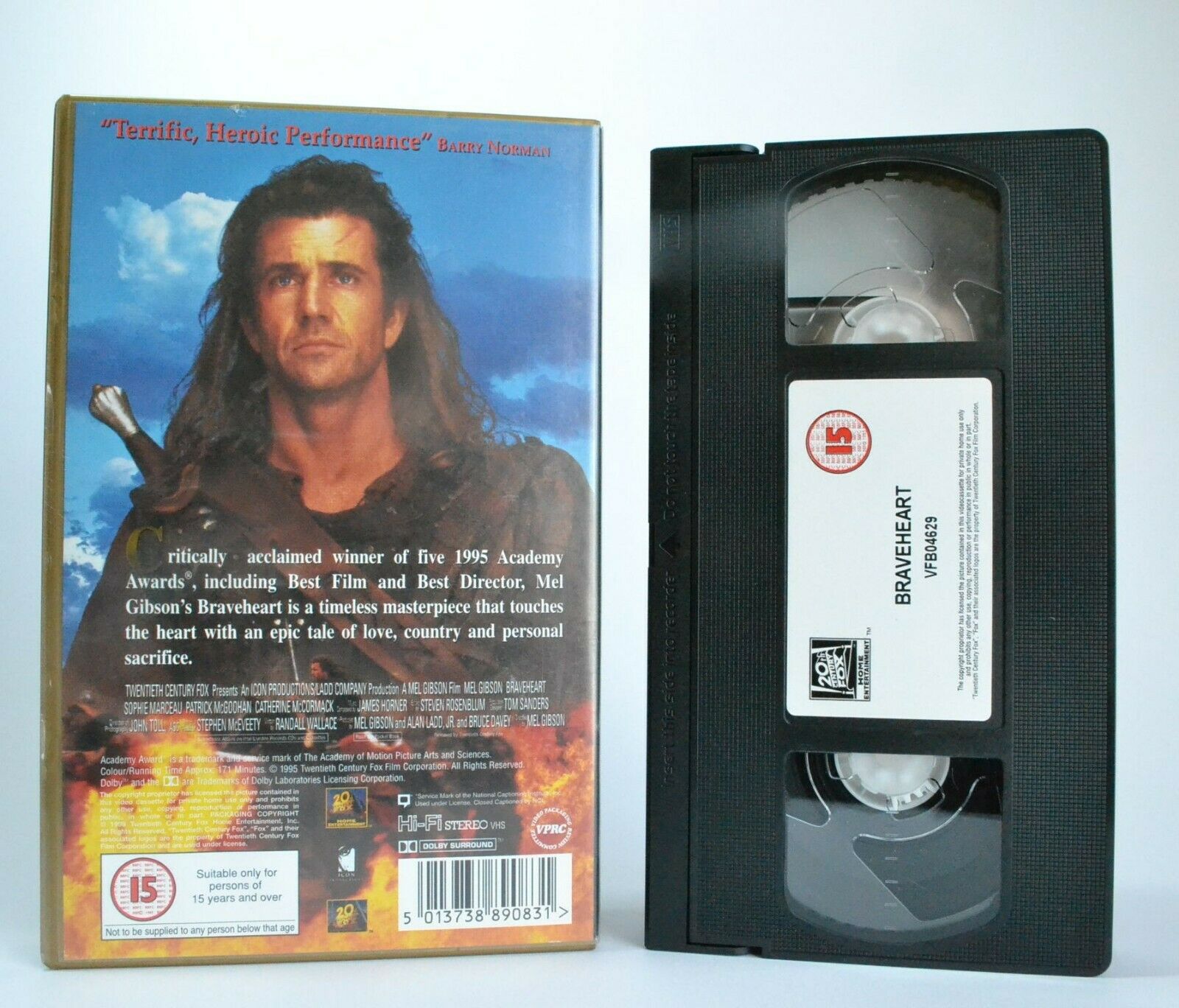 Braveheart (1995): Digitally Mastered - Epic War Drama - Mel Gibson - Pal VHS-