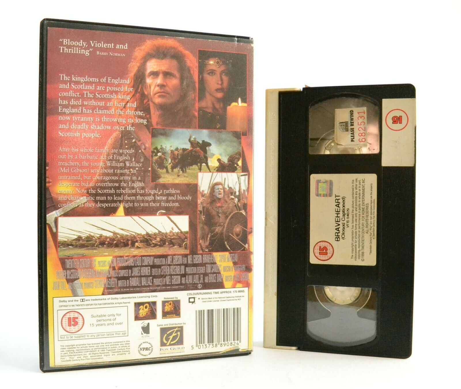 Braveheart: Epic War Film - Large Box - Ex-Rental - M.Gibson/S.Marceau - Pal VHS-