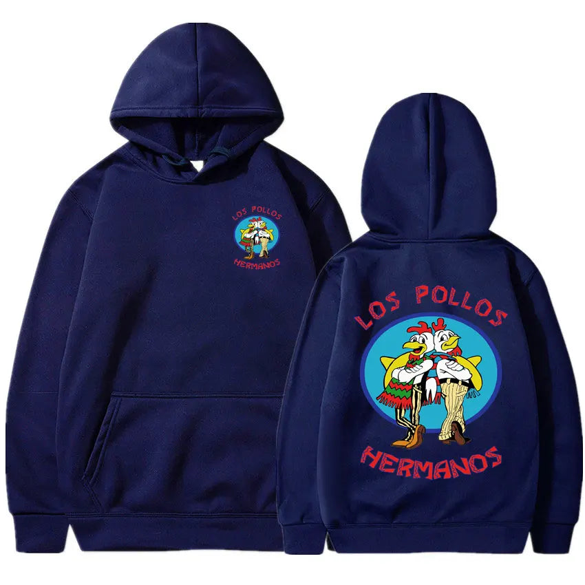 Breaking Bad Hoodie – Los Pollos Hermanos Graphic Sweatshirt for Hoodie Day Comfort-Navy blue-M-