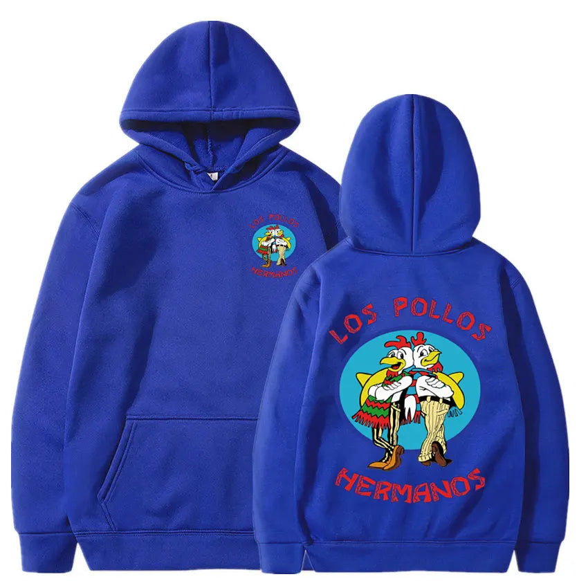 Breaking Bad Hoodie – Los Pollos Hermanos Graphic Sweatshirt for Hoodie Day Comfort-Blue-XL-