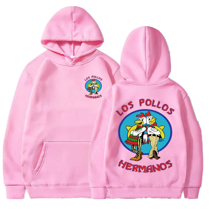 Breaking Bad Hoodie – Los Pollos Hermanos Graphic Sweatshirt for Hoodie Day Comfort-Pink-M-