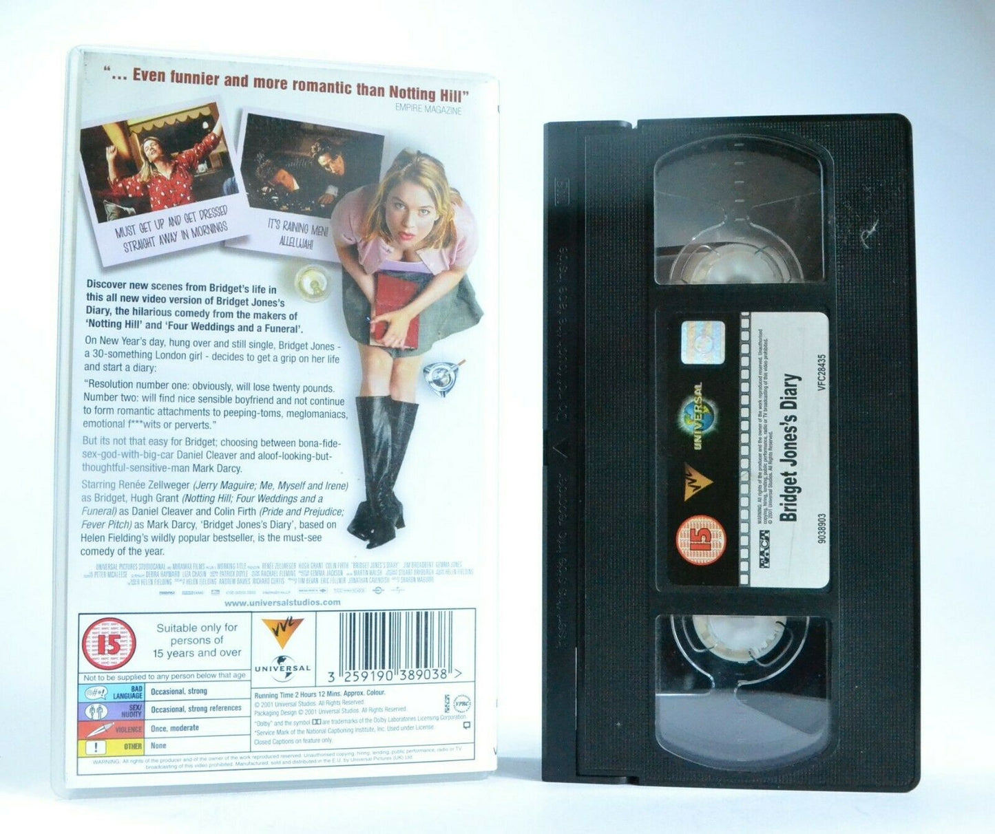 Bridget Jones's Diary; [Free Postcard] Romantic Comedy - Renee Zellweger - VHS-