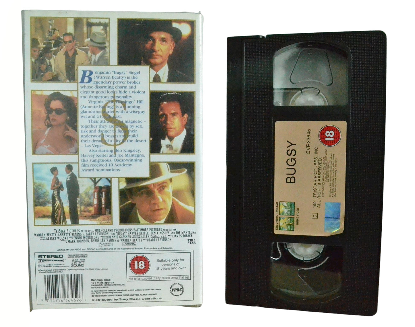 Bugsy - Warren Beatty - Columbia Tristar Home Video - Vintage - Pal VHS-