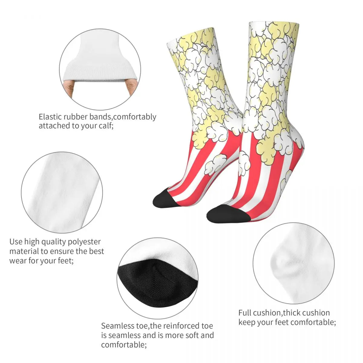 Buttered Popcorn Stripe Socks - Summer Stockings for Male Mens & Women - Harajuku Style-