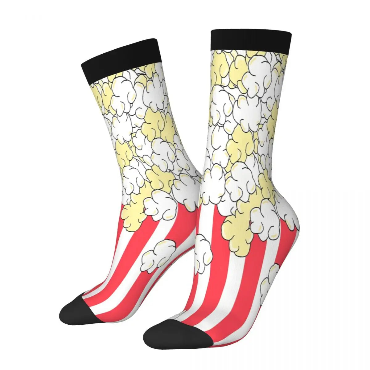 Buttered Popcorn Stripe Socks - Summer Stockings for Male Mens & Women - Harajuku Style-2 Black-One Size-