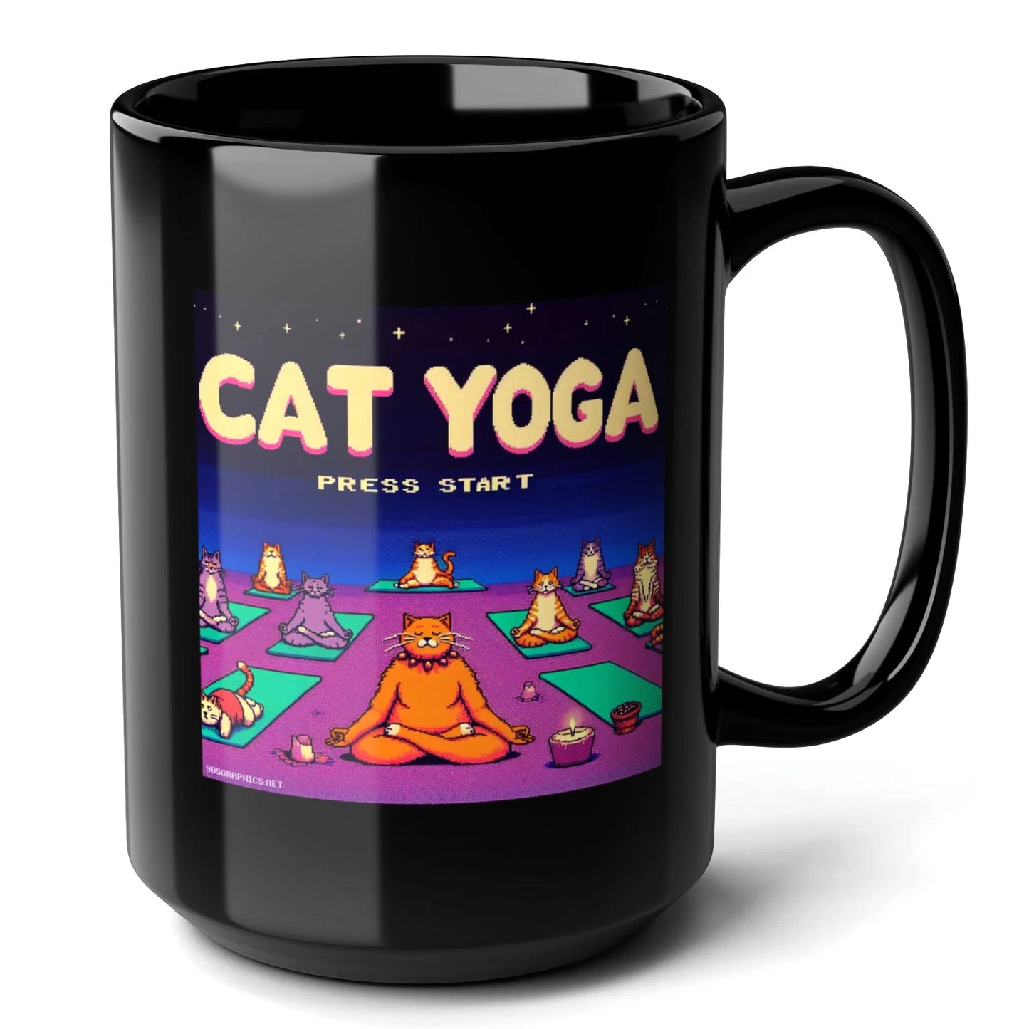 Cat Yoga Winning Black Mug (15oz) - gamers gifts-15oz-