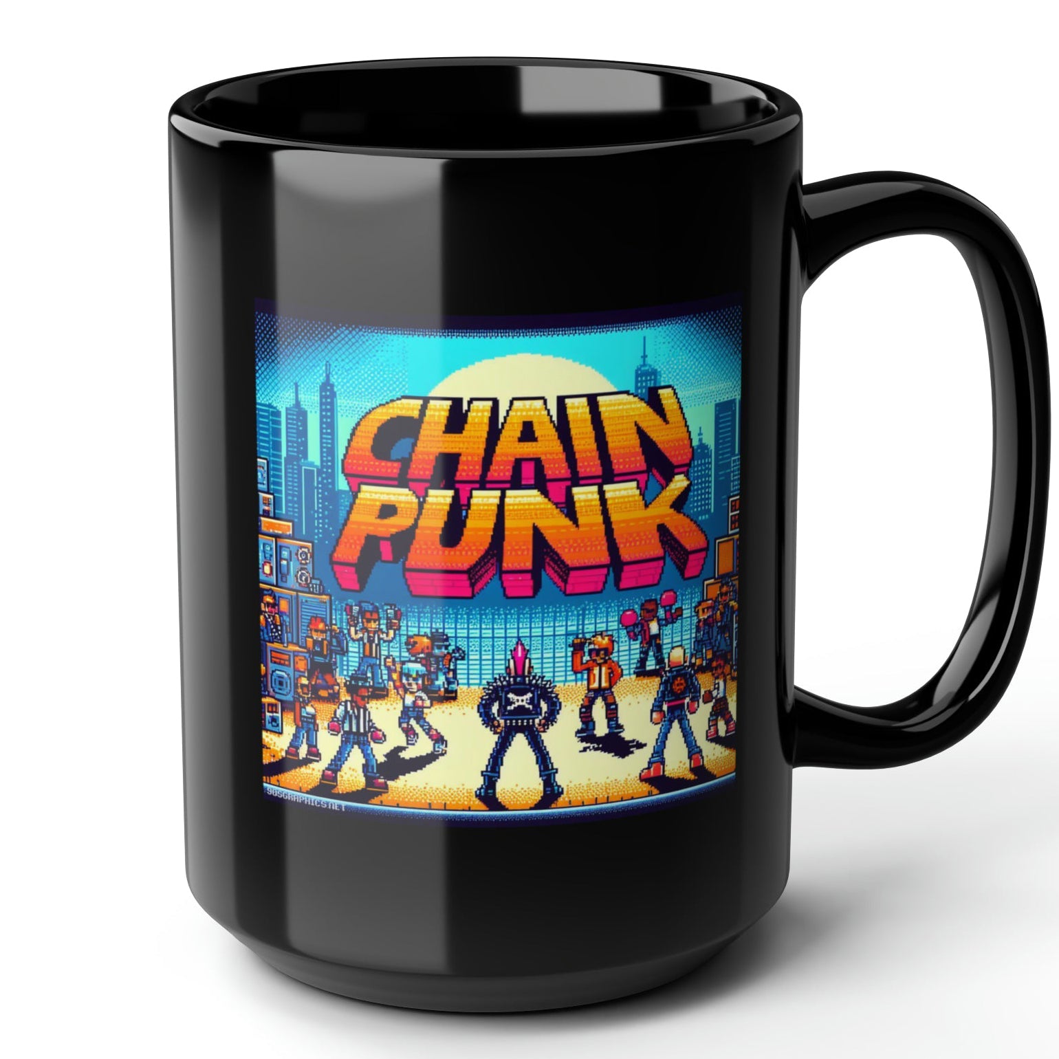 Chain Punk Black Mug (15oz) - video arcade machines-15oz-