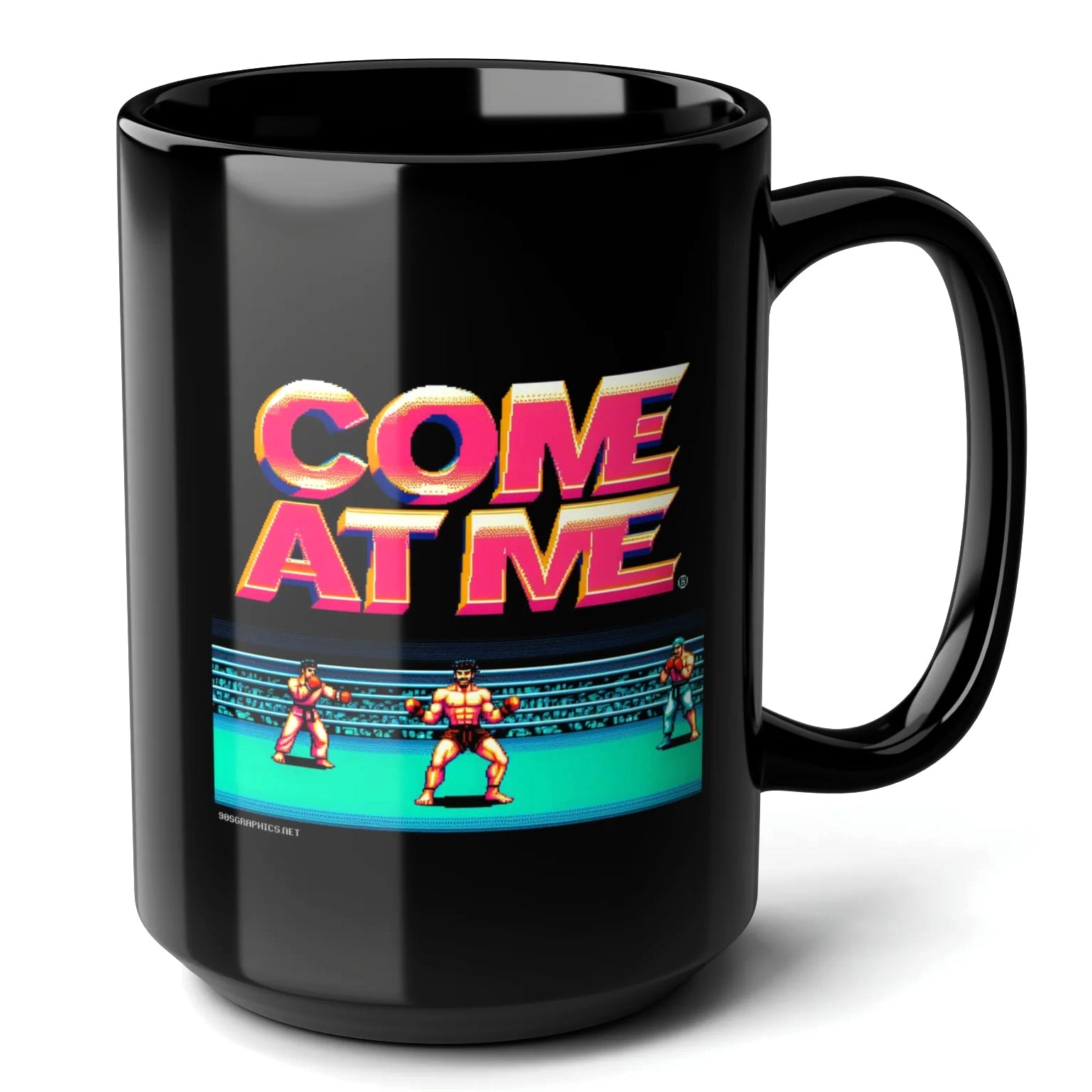 Come at Me Fight Challenge Black Mug (15oz) - arcade video games-15oz-