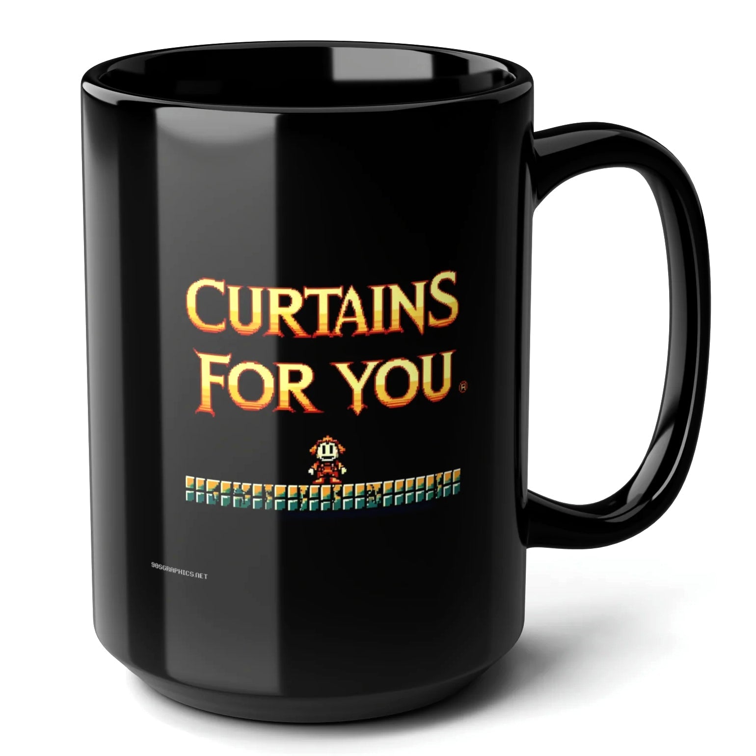 Curtains for You Black Mug (15oz) - best gifts for video gamers-15oz-