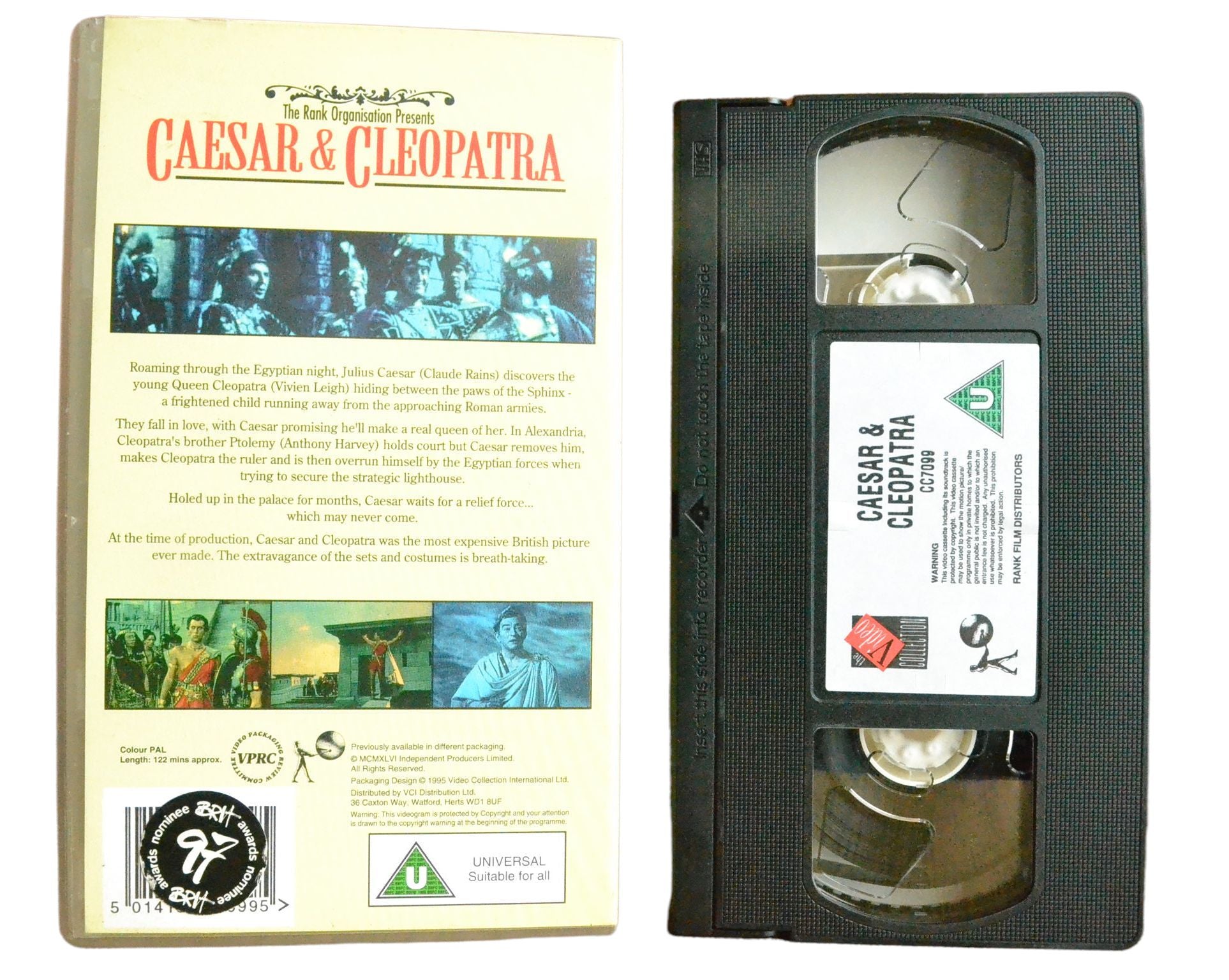 Caesar & Cleopatra - Vivien Leigh - Cinema Club - Vintage - Pal VHS-