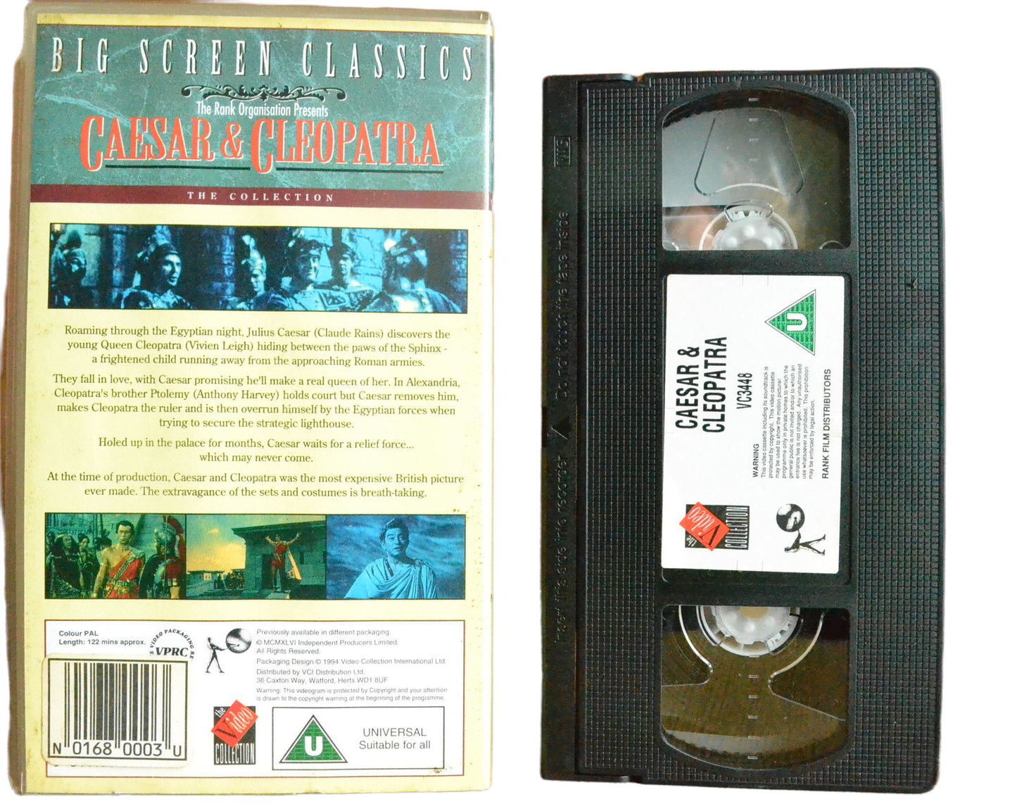 Caesar & Cleopatra - Vivien Leigh - The Video Collection - Vintage - Pal VHS-