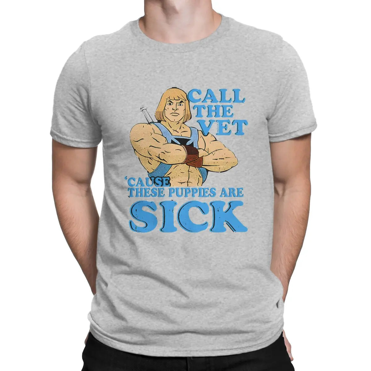 Call the Vet Funny He-Man T-Shirt: Masters of the Universe Crewneck Cotton Short Sleeve Gift Idea - Gift For Vets-GRAY-4XL-