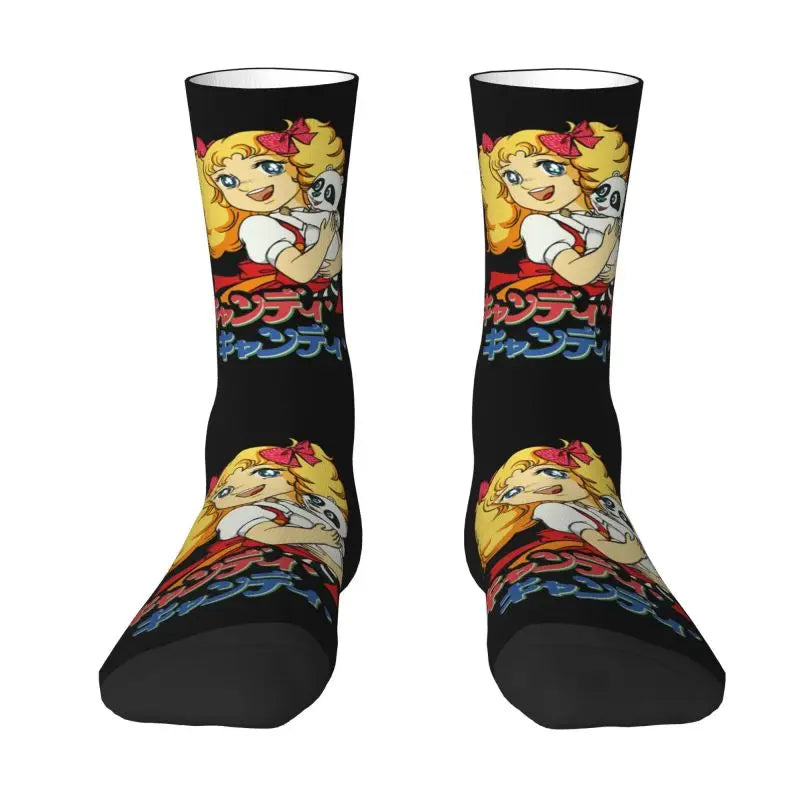 Candy Candy Anime Dress Socks - Funny Mens & Unisex - Warm 3D Printing - Manga TV Crew Socks-19-Fashion Socks-