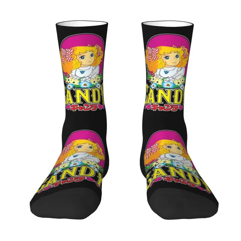 Candy Candy Anime Dress Socks - Funny Mens & Unisex - Warm 3D Printing - Manga TV Crew Socks-1-Fashion Socks-