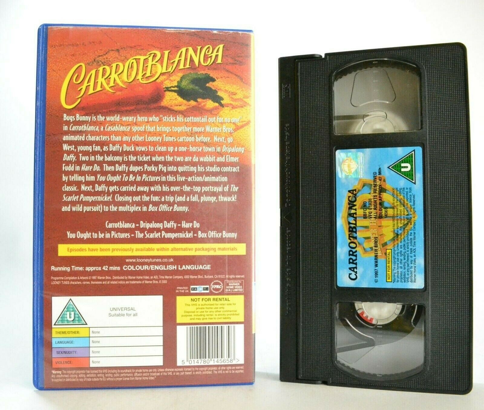 Carrotblanca: 6 Looney Tunes Capers - Animated Adventures - Children's - Pal VHS-