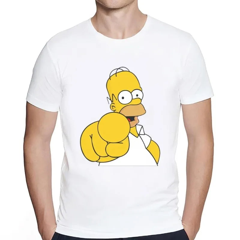 Cartoon Simpsons Cotton Breathable T-Shirt - Casual Wear for Men and Women - Great Husband or Dad Gift-white 4-XL-