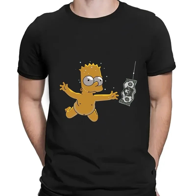 Cartoon Simpsons Cotton Breathable T-Shirt - Casual Wear for Men and Women - Great Husband or Dad Gift-Black 1-M-