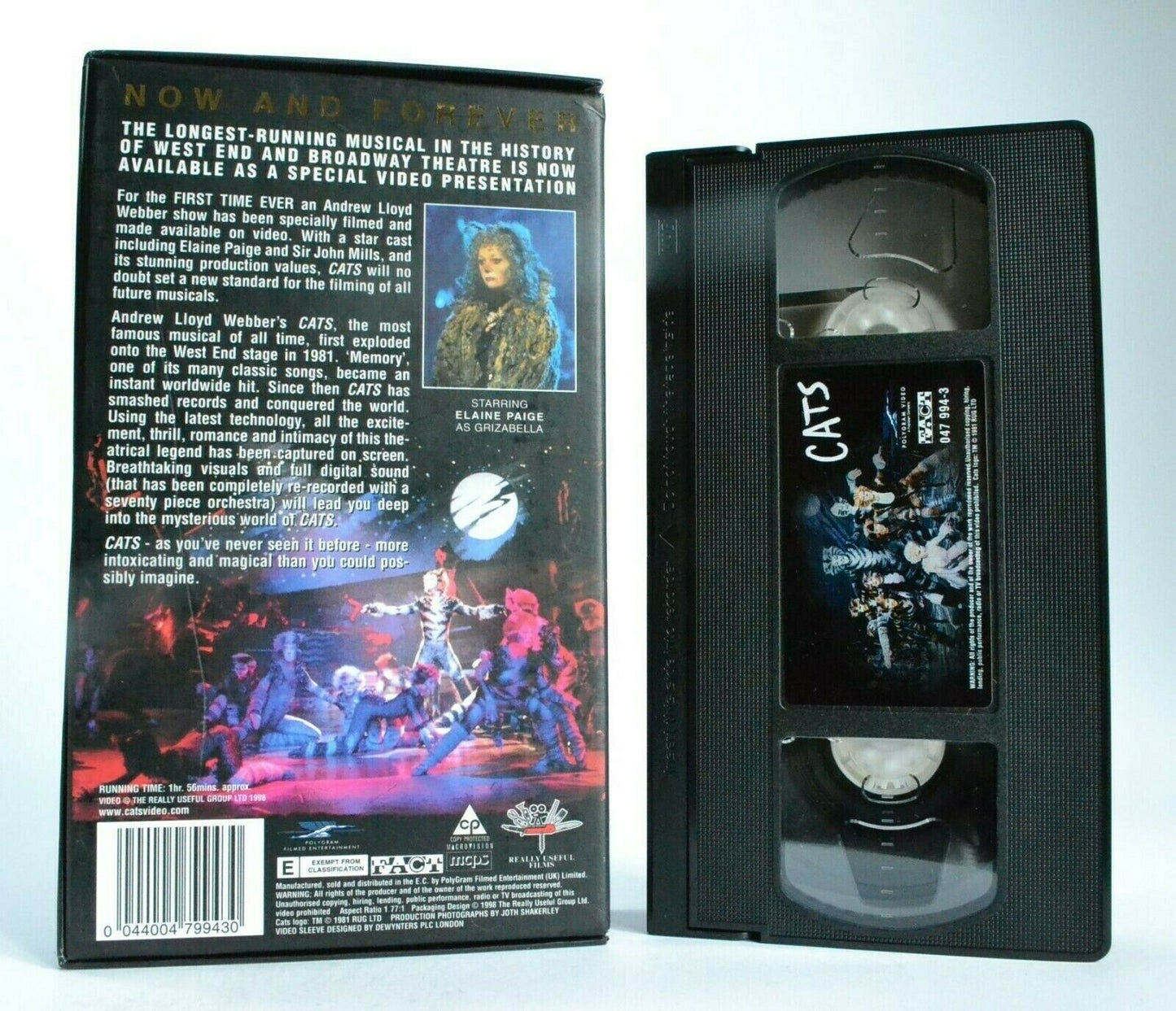 Cats: Based On T.S.Eliot Book - Sung-Through Musical - A.Lloyd Webber - Pal VHS-