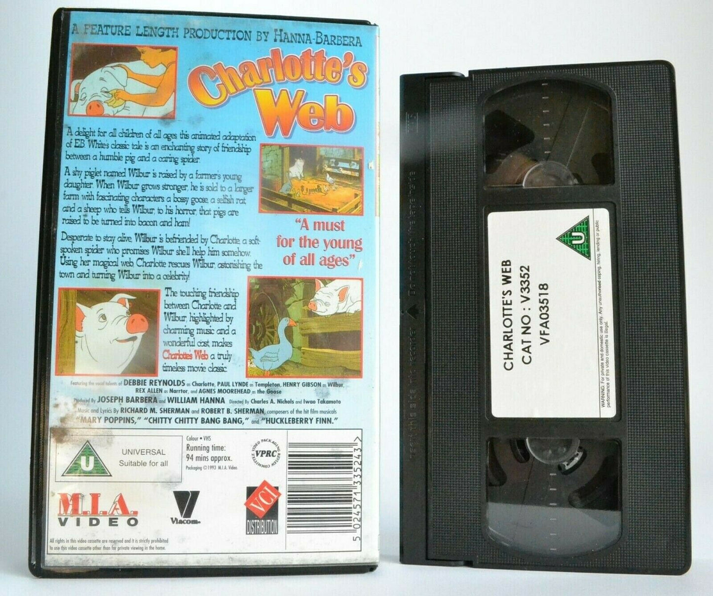 Charlotte's Web (1973); [E.B.White] - Animated Musical - Children's - Pal VHS-