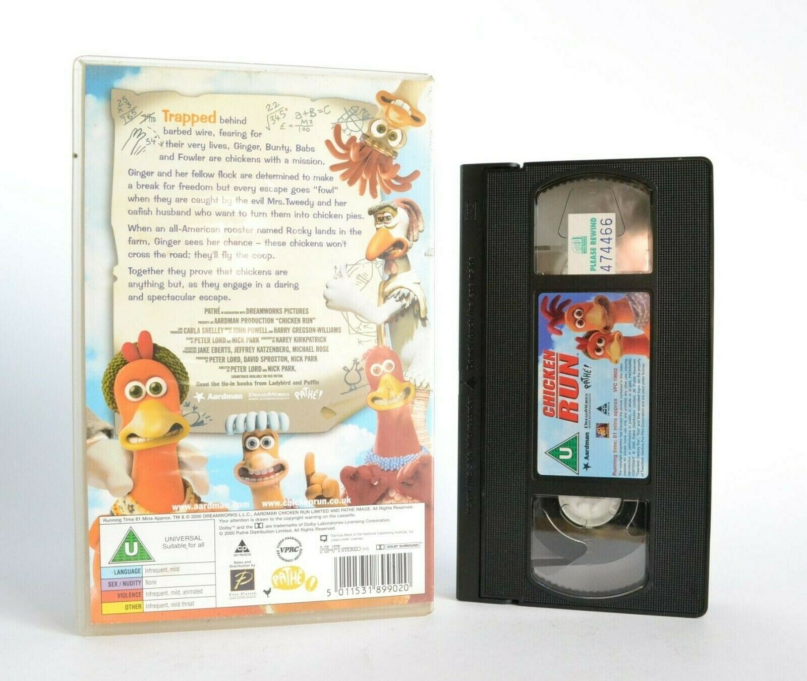 Chicken Run: Classic Animation - Large Box - Ex-Rental - Children's - Pal VHS-