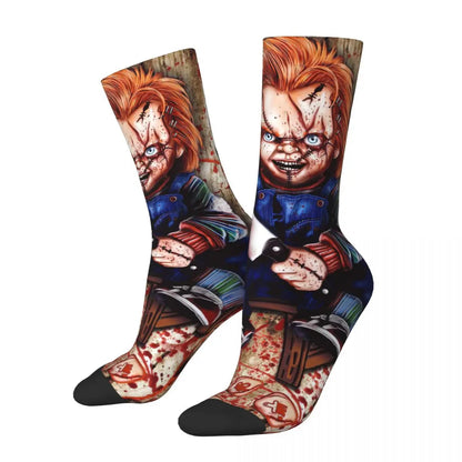 Chucky Childs Play Horror Movie Socks - Cool Unisex Design - Autumn Winter Non-slip Basketball Style-WHITE-One Size-