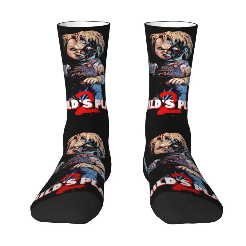 Chucky Childs Play Horror Movie Socks - Cute Printed Design - Women & Men Stretch Crew for All Seasons-7-Crew Socks-