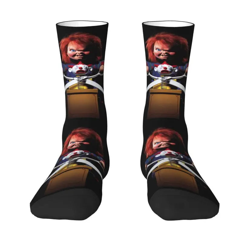 Chucky Childs Play Horror Movie Socks - Cute Printed Design - Women & Men Stretch Crew for All Seasons-6-Crew Socks-