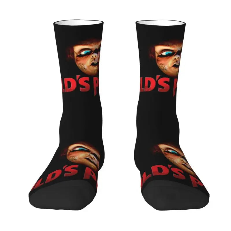 Chucky Childs Play Horror Movie Socks - Cute Printed Design - Women & Men Stretch Crew for All Seasons-12-Crew Socks-