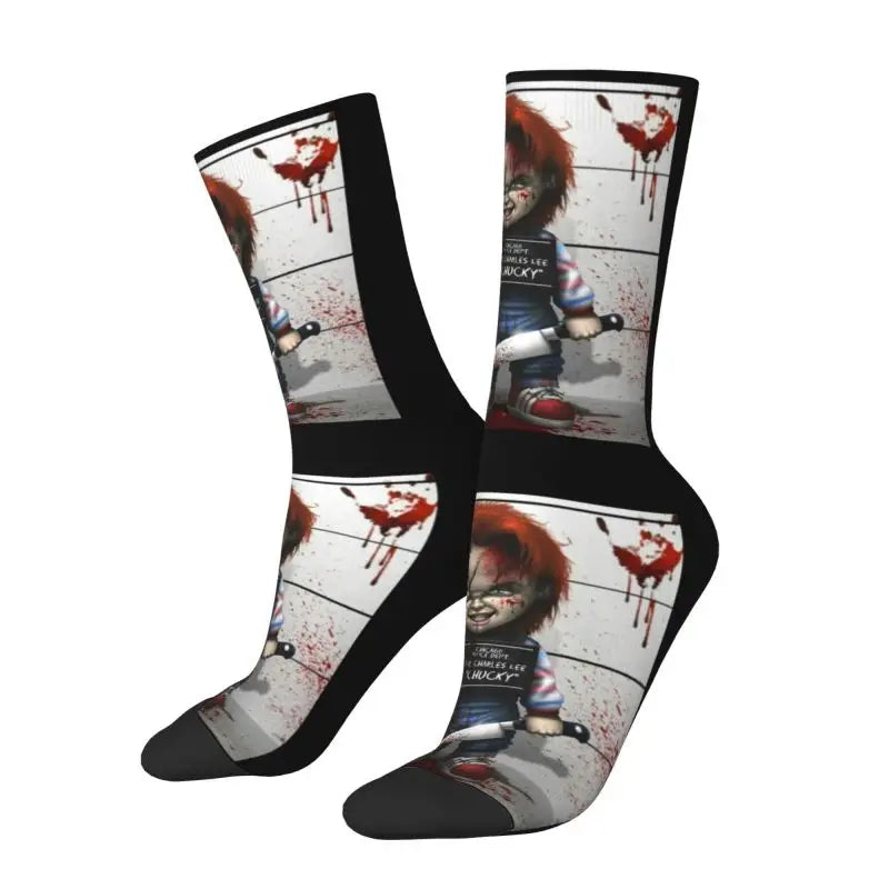 Chucky Childs Play Horror Movie Socks - Cute Printed Design - Women & Men Stretch Crew for All Seasons-