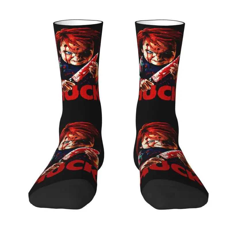 Chucky Childs Play Horror Movie Socks - Cute Printed Design - Women & Men Stretch Crew for All Seasons-14-Crew Socks-