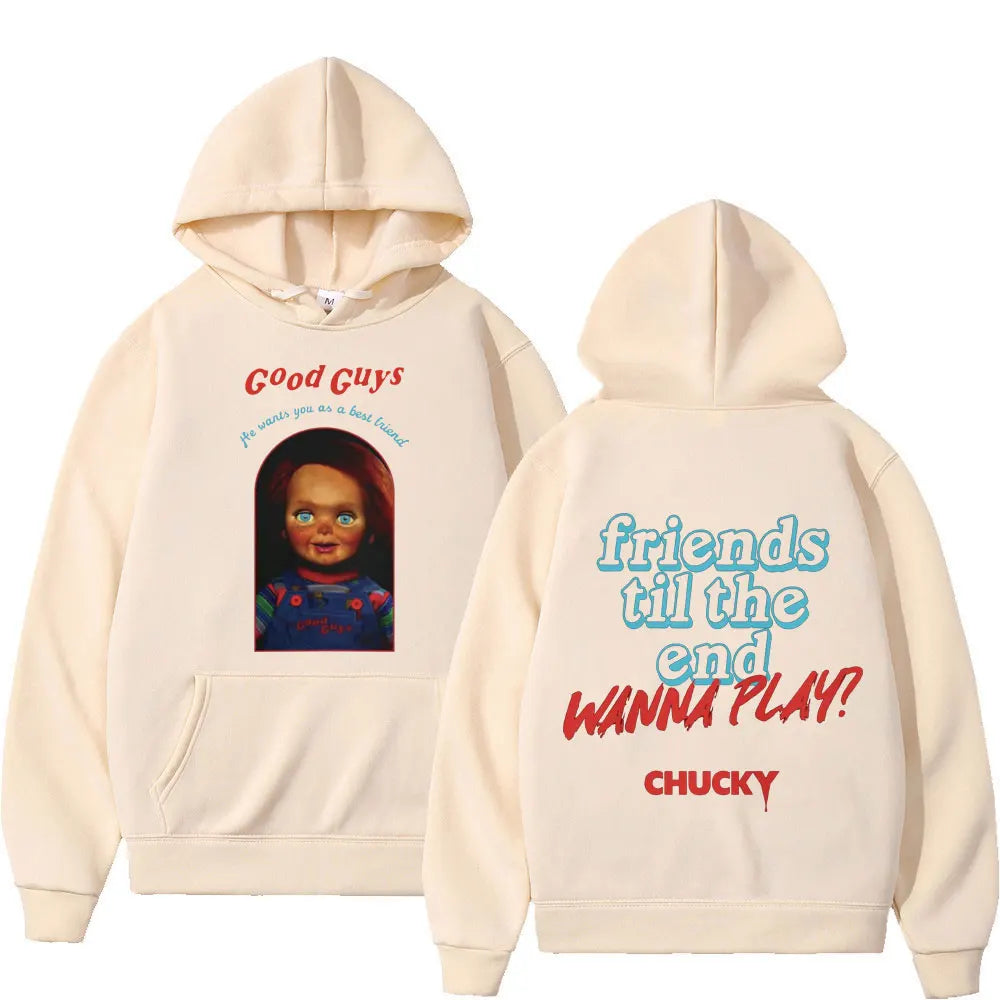 Chucky Hoodie – Child's Play Horror Sweatshirt for Too Big Hoodie Gothic Fashion Fans-Khaki-S-