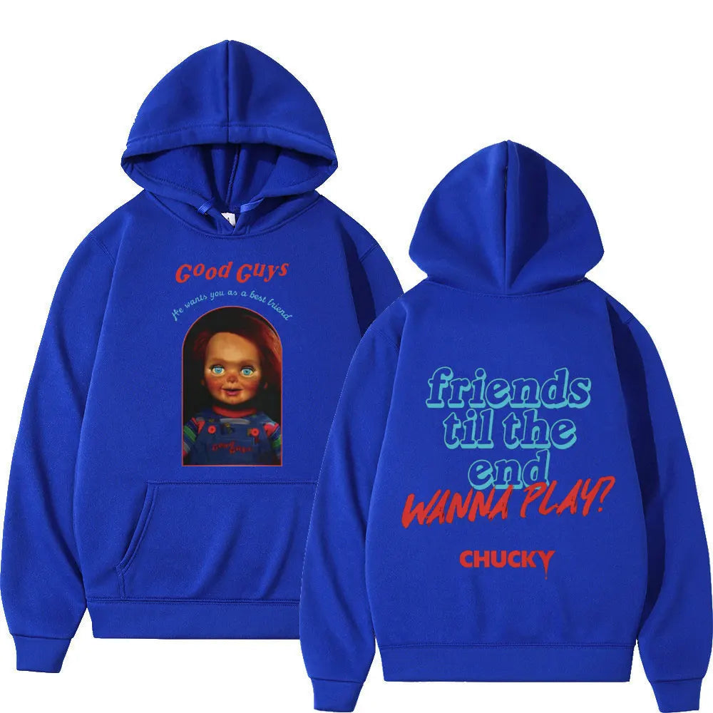 Chucky Hoodie – Child's Play Horror Sweatshirt for Too Big Hoodie Gothic Fashion Fans-Blue-XL-