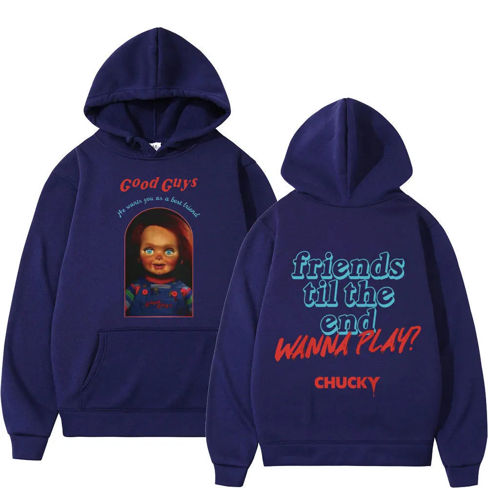 Chucky Hoodie – Child's Play Horror Sweatshirt for Too Big Hoodie Gothic Fashion Fans-Navy blue-M-