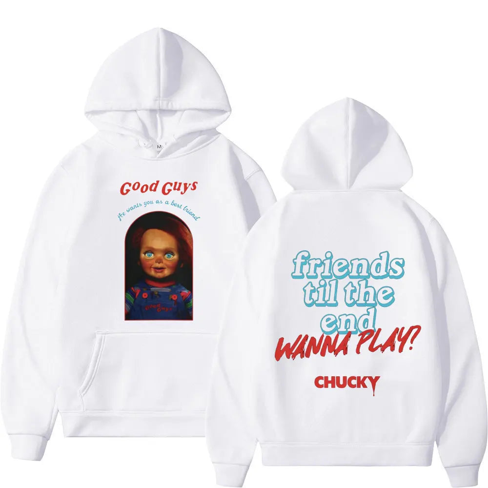 Chucky Hoodie – Child's Play Horror Sweatshirt for Too Big Hoodie Gothic Fashion Fans-White-XXXL-