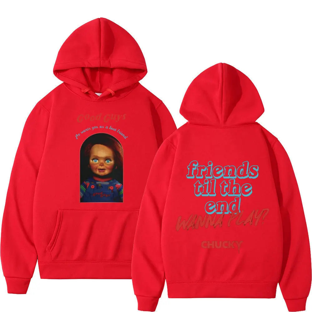 Chucky Hoodie – Child's Play Horror Sweatshirt for Too Big Hoodie Gothic Fashion Fans-Red-S-